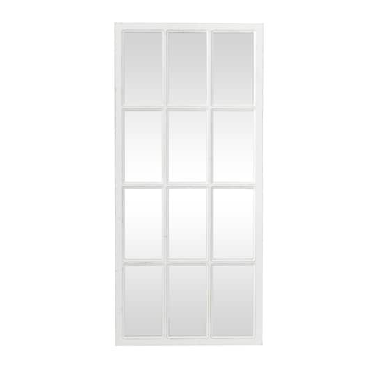 White Wood Farmhouse Rectangular Wall Mirror 48" x 22"
